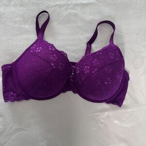 TORRID 44DD Plunge Push Up Bra Lace Underwire Purple